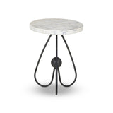 Clove End Table FURNITURE - end table Four Hands Veined White Marble