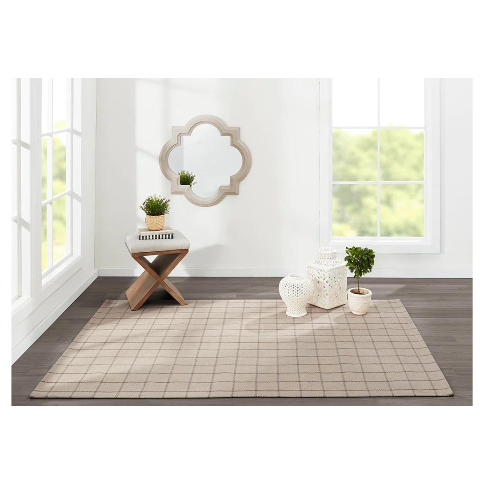Marlby Windowpane Ivory Rug 0-rugs-wool Momeni