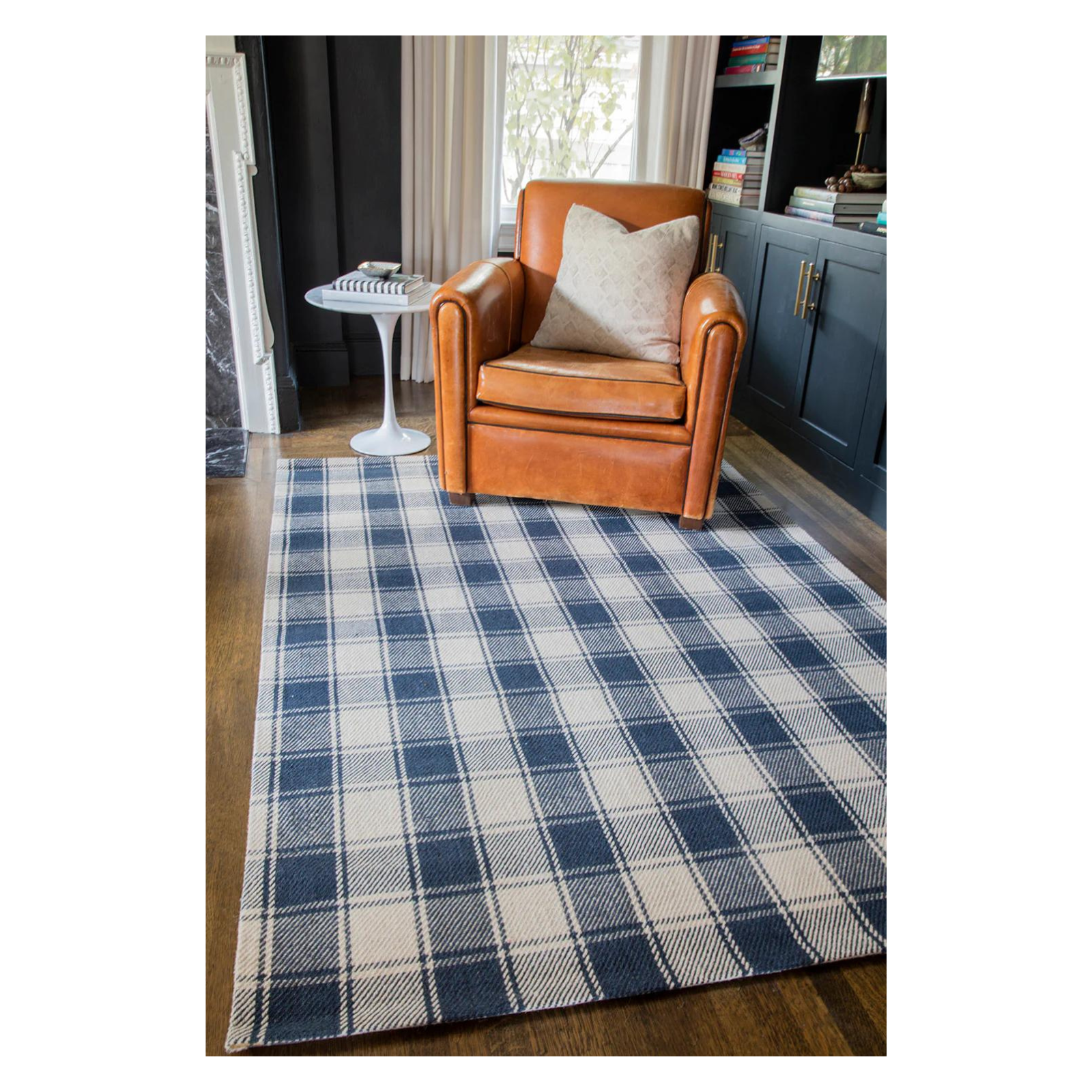 Marlby Tartan Navy Rug 0-rugs-wool Momeni