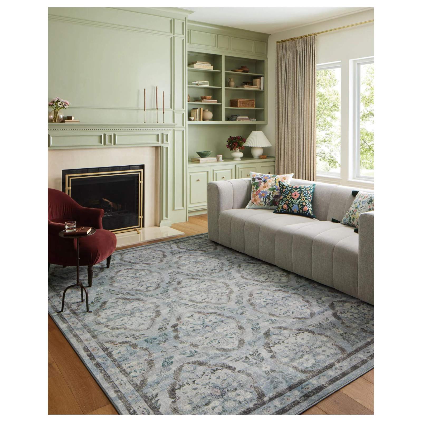 Rifle Paper Co. x Loloi Courtyard Chateau Blue Rug 3-patterned rugs Loloi