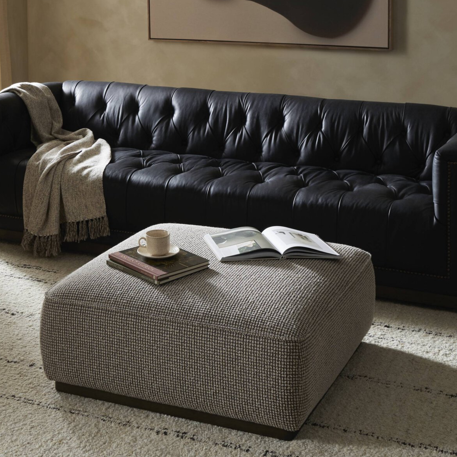 Sinclair Square Ottoman-36" FURNITURE - ottoman Four Hands