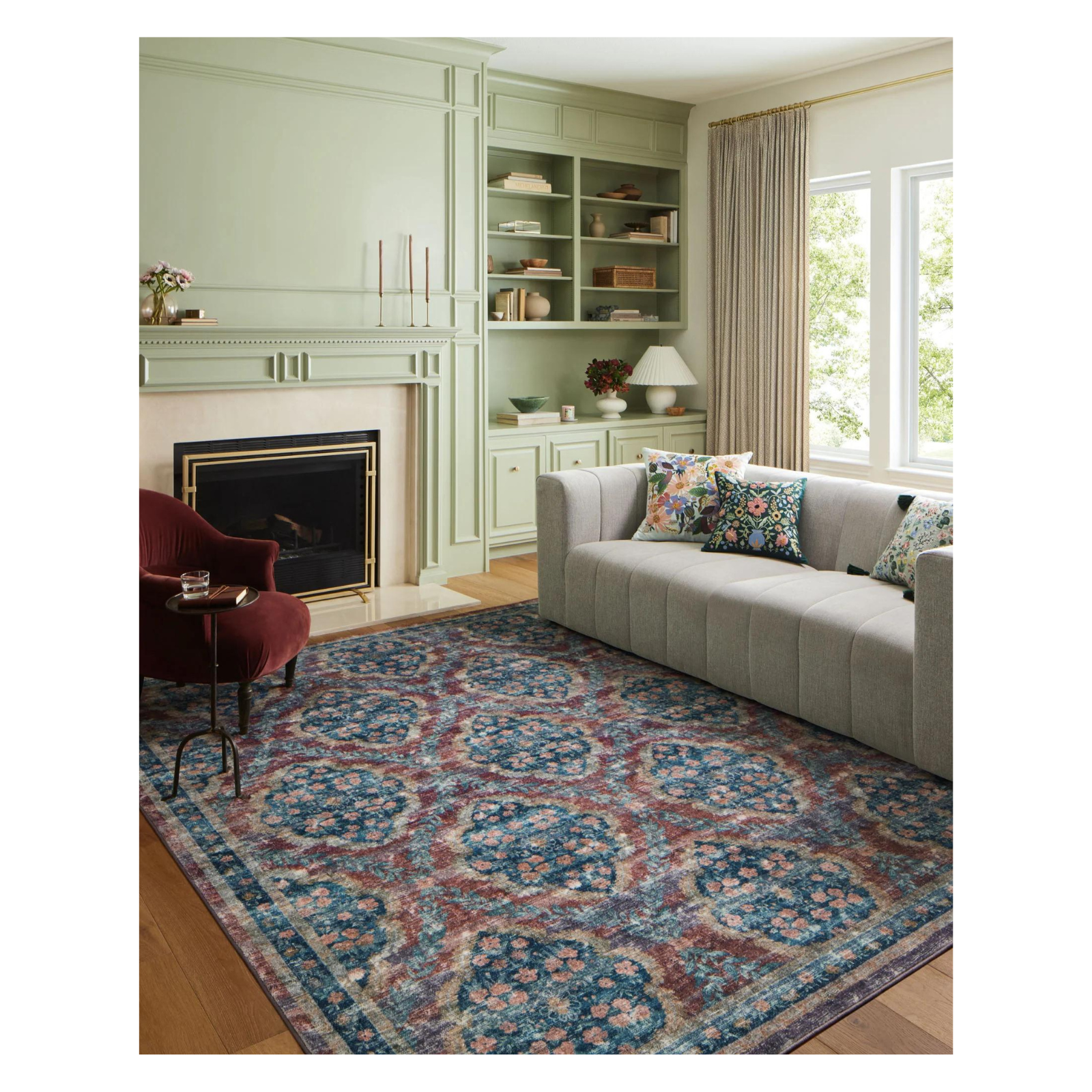 Rifle Paper Co. x Loloi Courtyard Chateau Red Rug 3-patterned rugs Loloi