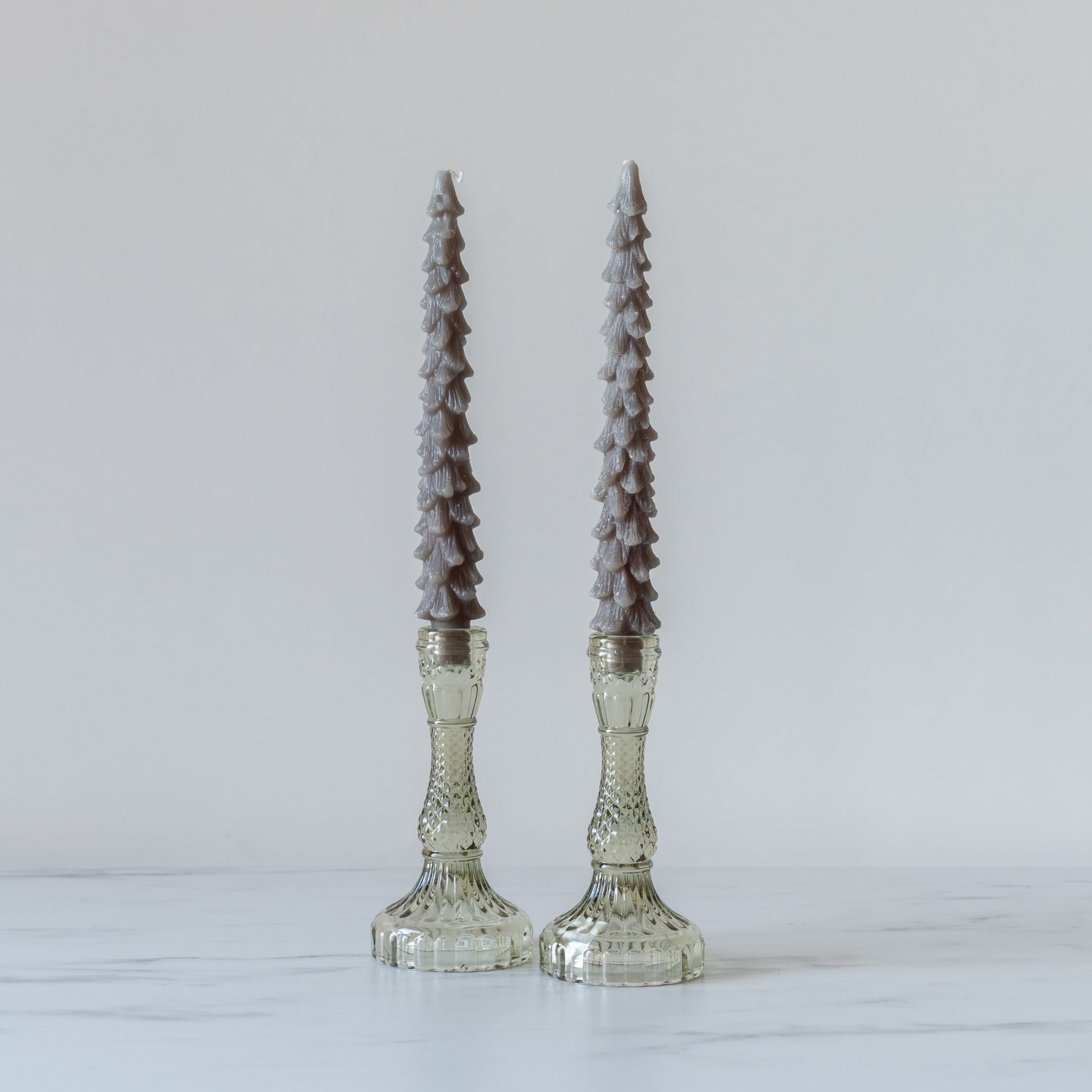 Tree Shaped Taper Candles - Pewter CHRISTMAS 2024 Creative Co-op (DYA)