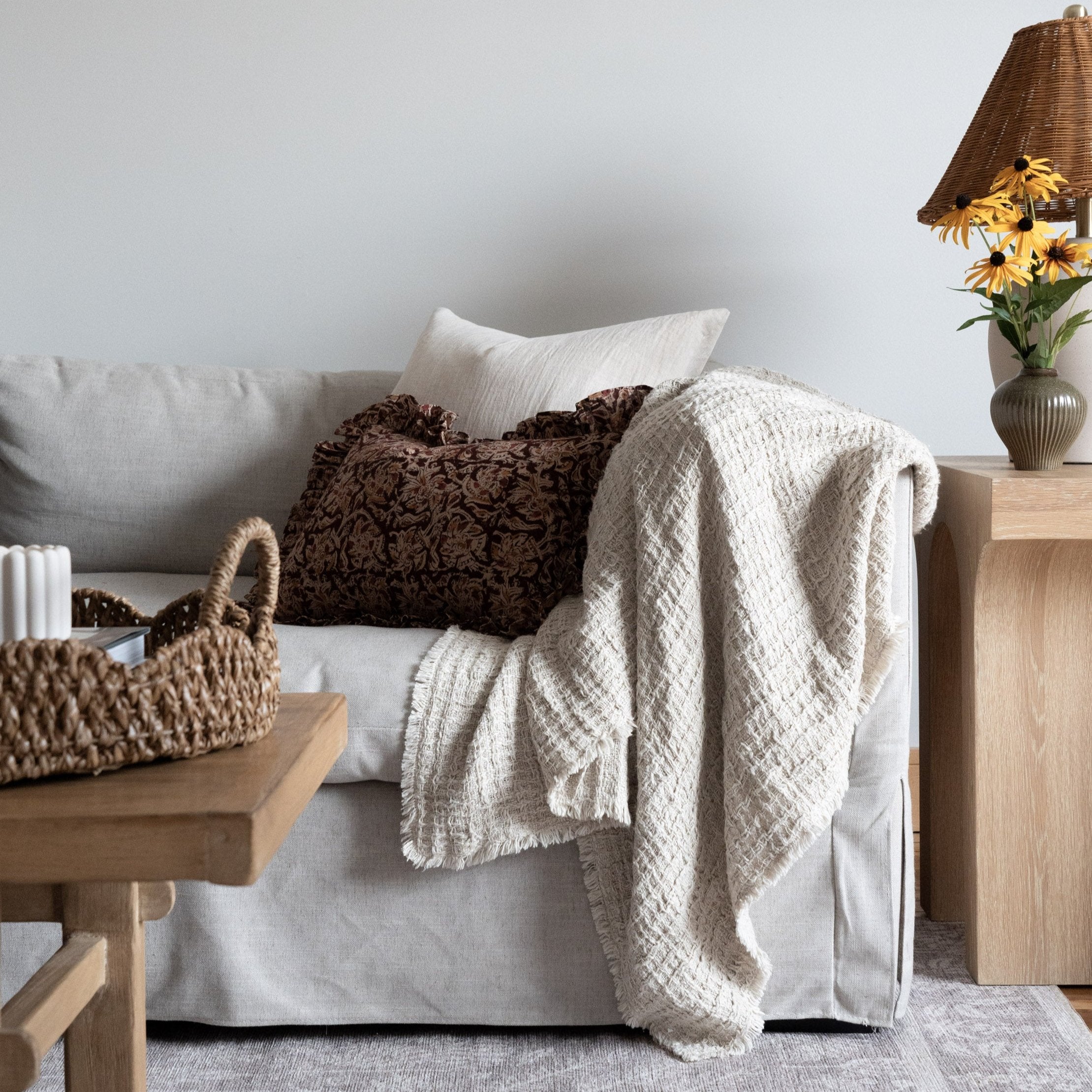 Sienna Block Print Ruffle Pillow Cover 2 - PILLOWS - block print - warm Rug & Weave Pillows