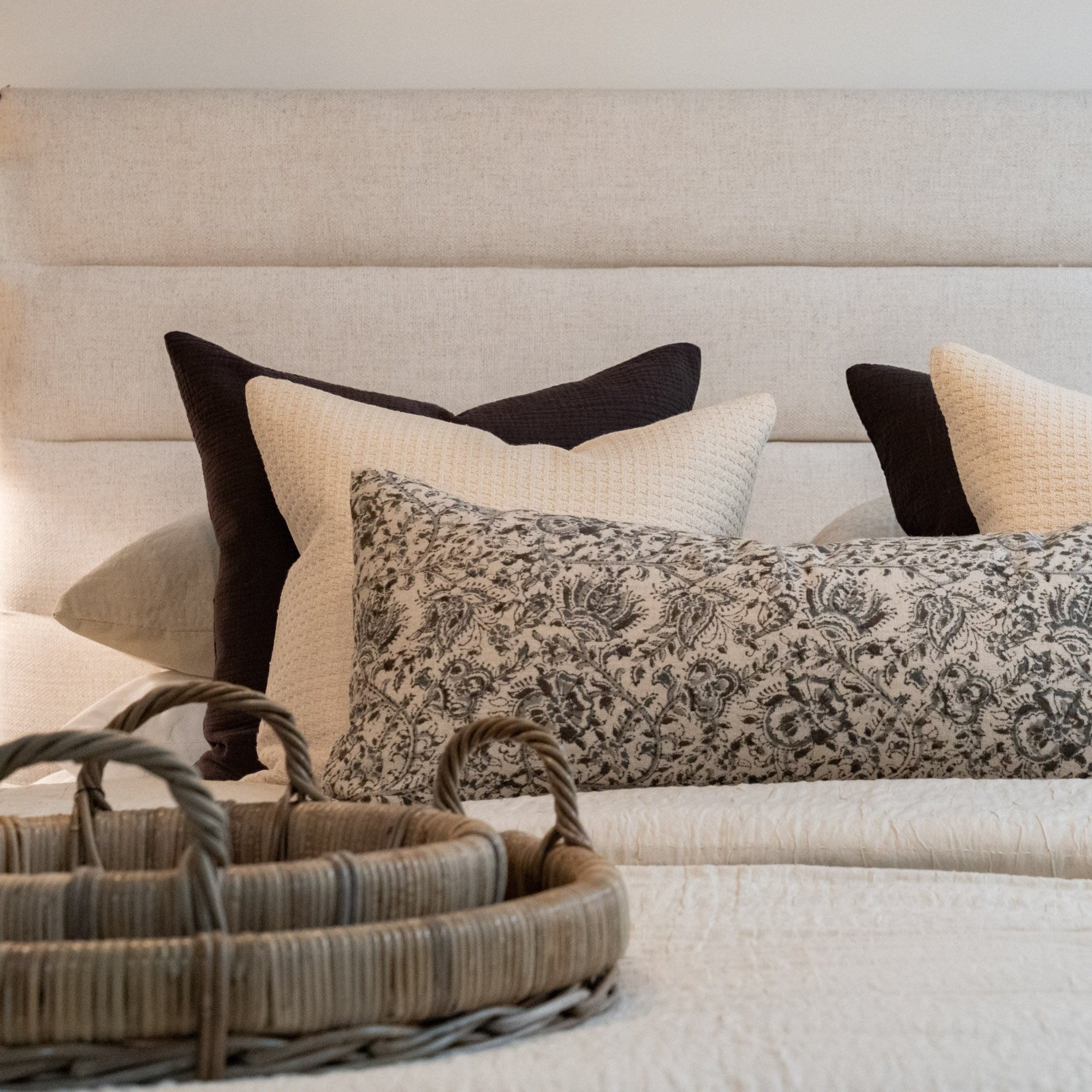 PRE-ORDER: Aubrey Long Lumbar Pillow Cover 3 - PILLOWS - Block print - cool Rug & Weave Pillows