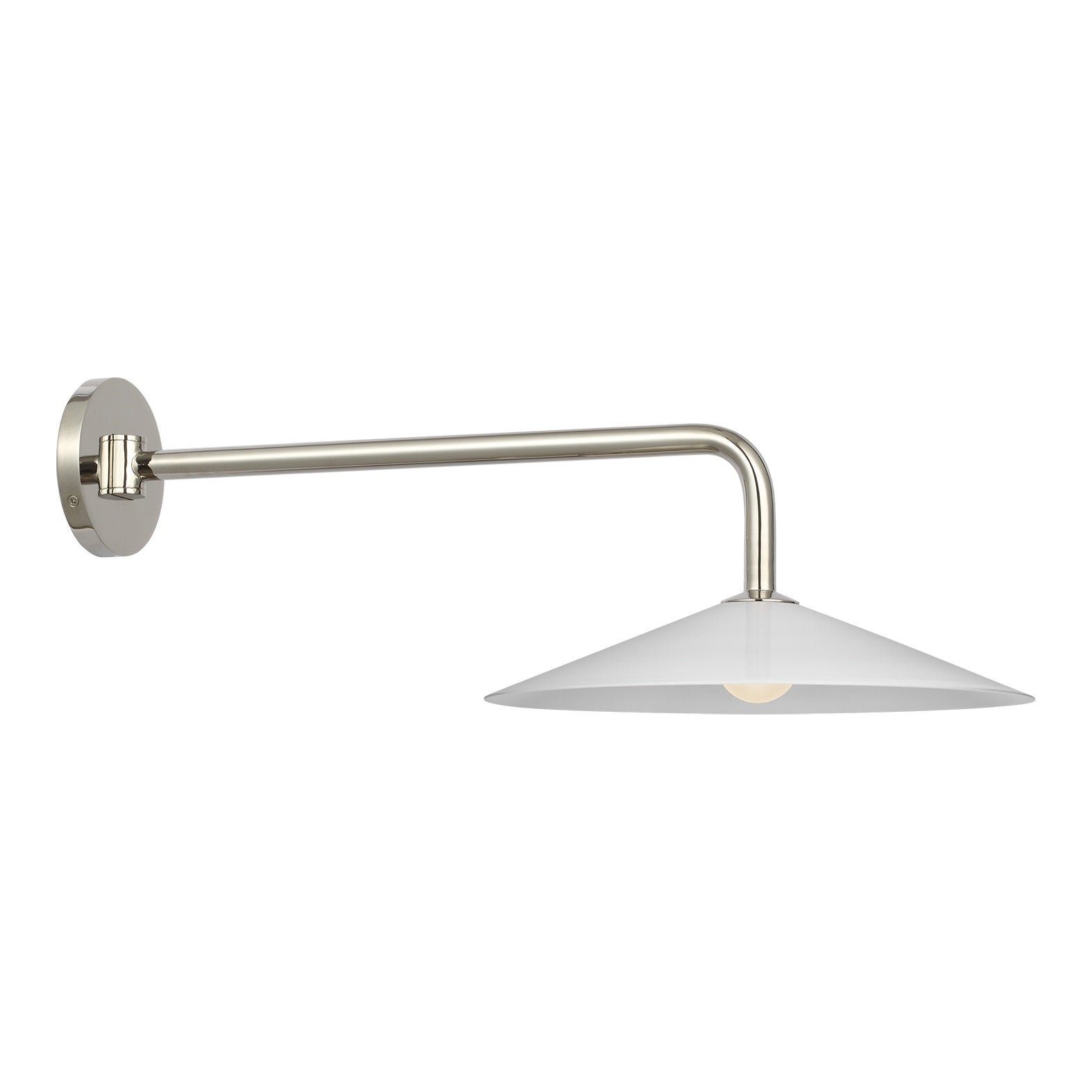 Ponce 9" Articulating Sconce LIGHTING - sconce Visual Comfort Polished Nickel White Glass
