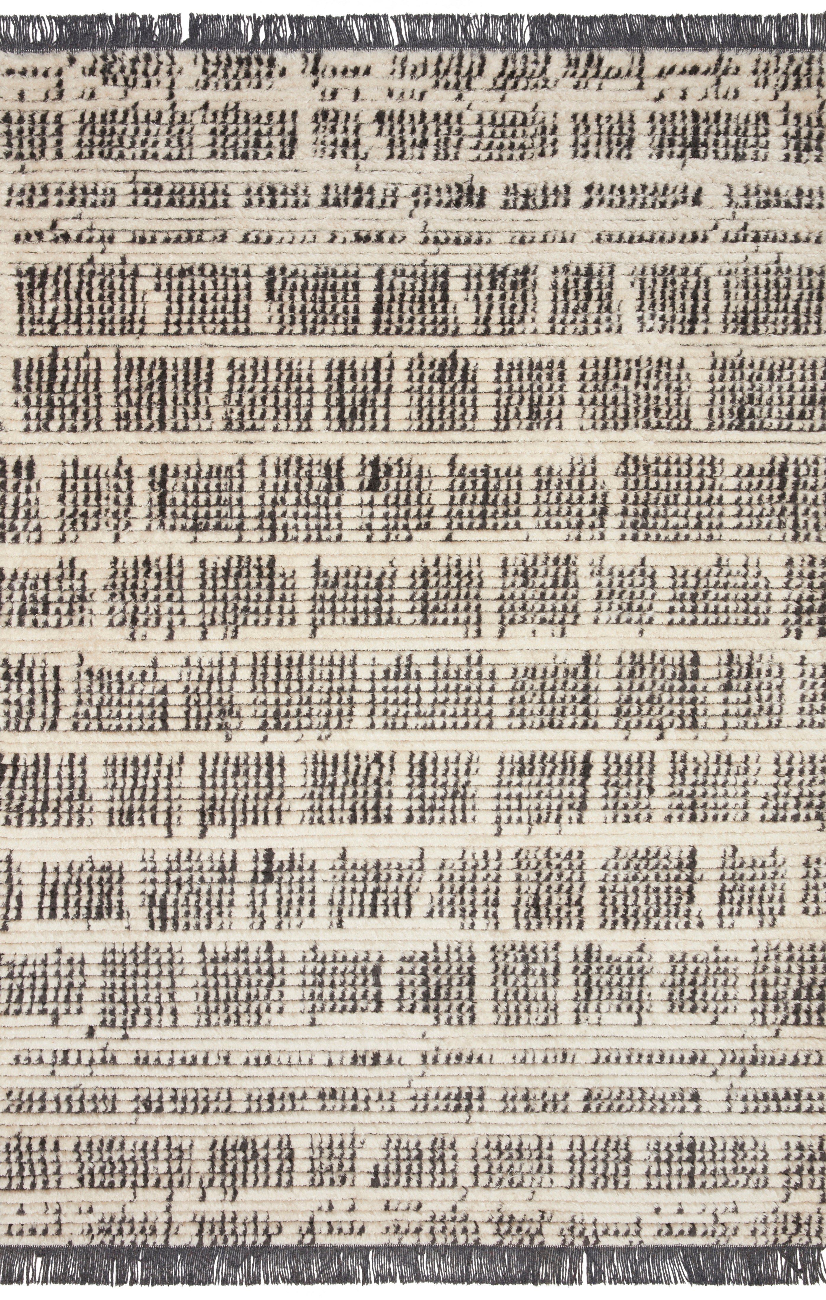 Chris Loves Julia x Loloi Alice Cream / Charcoal Etched Brick Rug RUGS - patterned Loloi