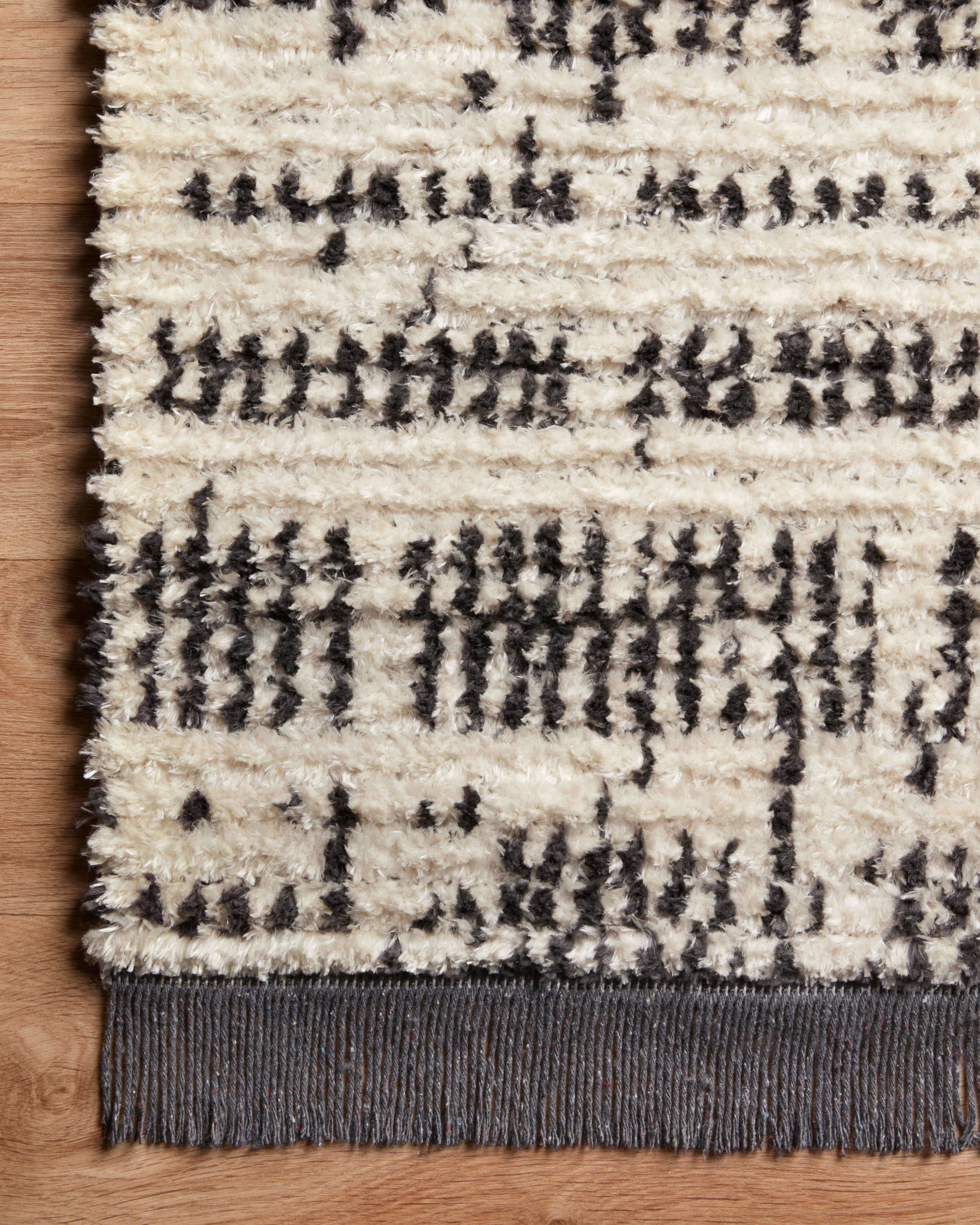 Chris Loves Julia x Loloi Alice Cream / Charcoal Etched Brick Rug RUGS - patterned Loloi