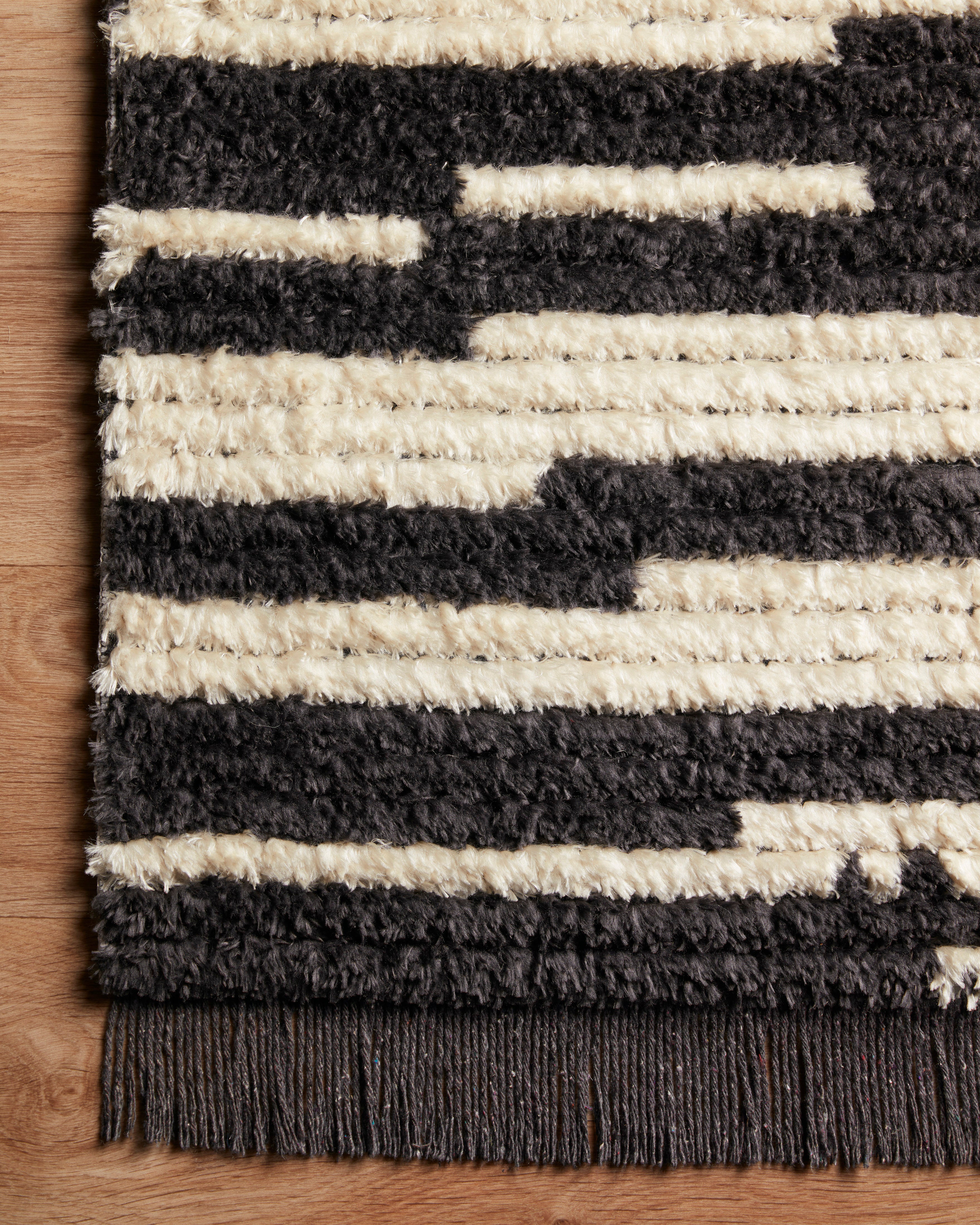 Chris Loves Julia x Loloi Alice Cream / Charcoal Stripes Rug RUGS - patterned Loloi
