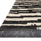 Chris Loves Julia x Loloi Alice Cream / Charcoal Stripes Rug RUGS - patterned Loloi