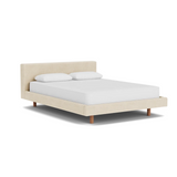 Custom Fabric Bento Queen Bed - Walnut Leg 1 - d - FURNITURE - Custom Beds EQ3 Aspen Pebble