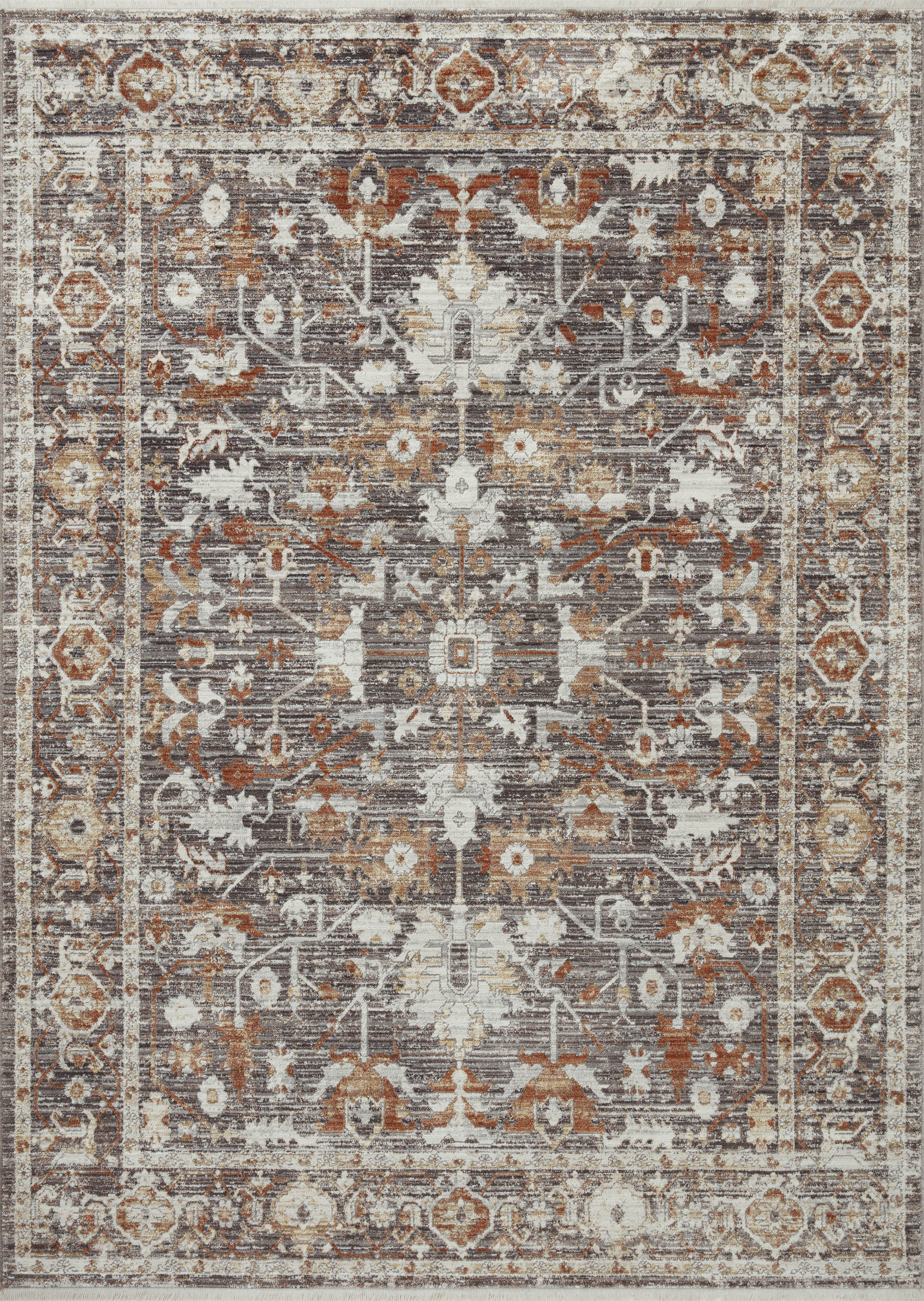 Loloi Bonney Charcoal / Spice Rug patterned rugs Loloi