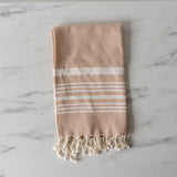 Striped Turkish Hand Towel with Tassel hand towel Pokoloko Sand