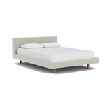 Custom Fabric Bento Queen Bed - Walnut Leg 1 - d - FURNITURE - Custom Beds EQ3 Ceder Taupe