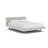 Custom Fabric Bento Queen Bed - Walnut Leg 1 - d - FURNITURE - Custom Beds EQ3 Ceder Taupe