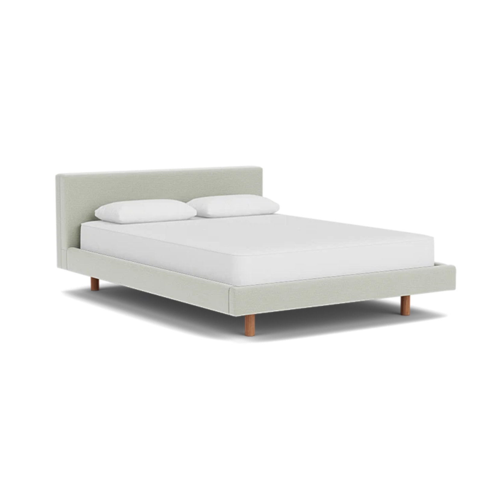 Custom Fabric Bento Queen Bed - Walnut Leg 1 - d - FURNITURE - Custom Beds EQ3 Ceder Taupe