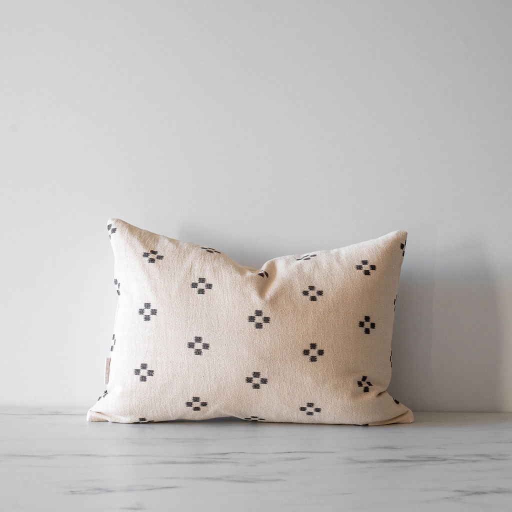 Double Sided Charcoal Dots Pillow Cover 1 - PILLOWS - Thai - neutral Rug & Weave Pillows