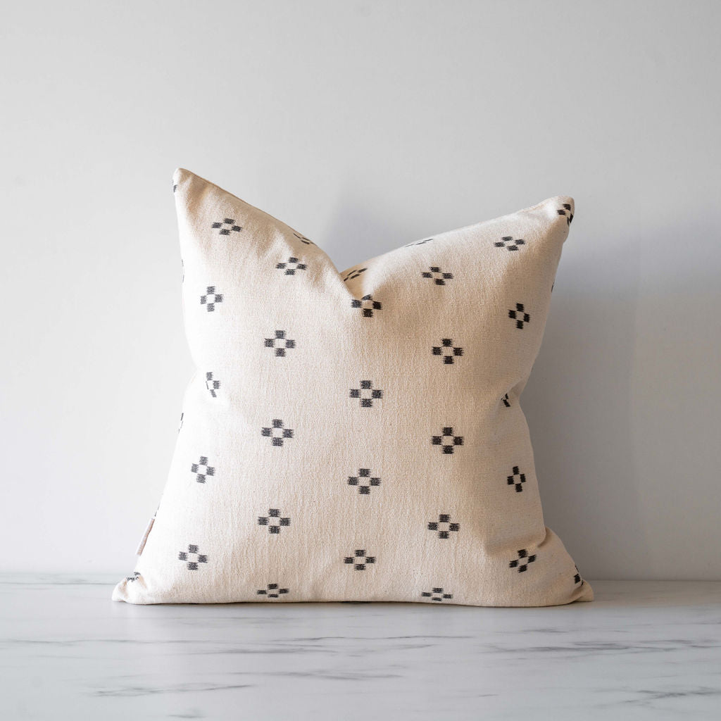 Double Sided Charcoal Dots Pillow Cover 1 - PILLOWS - Thai - neutral Rug & Weave Pillows