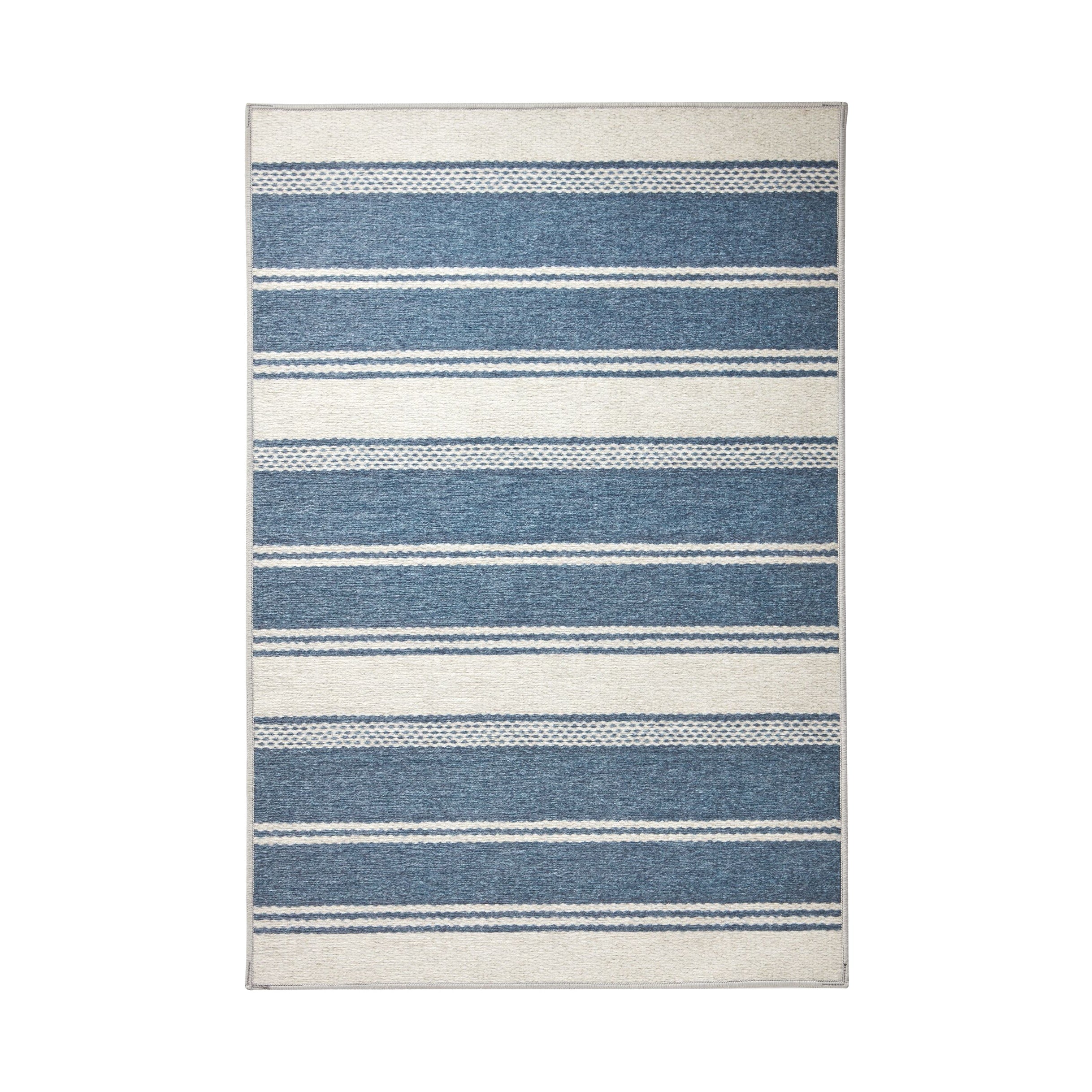 Bowman Stripe Machine Washable Rug RUGS - washable Dash & Albert Blue 2' x 3'