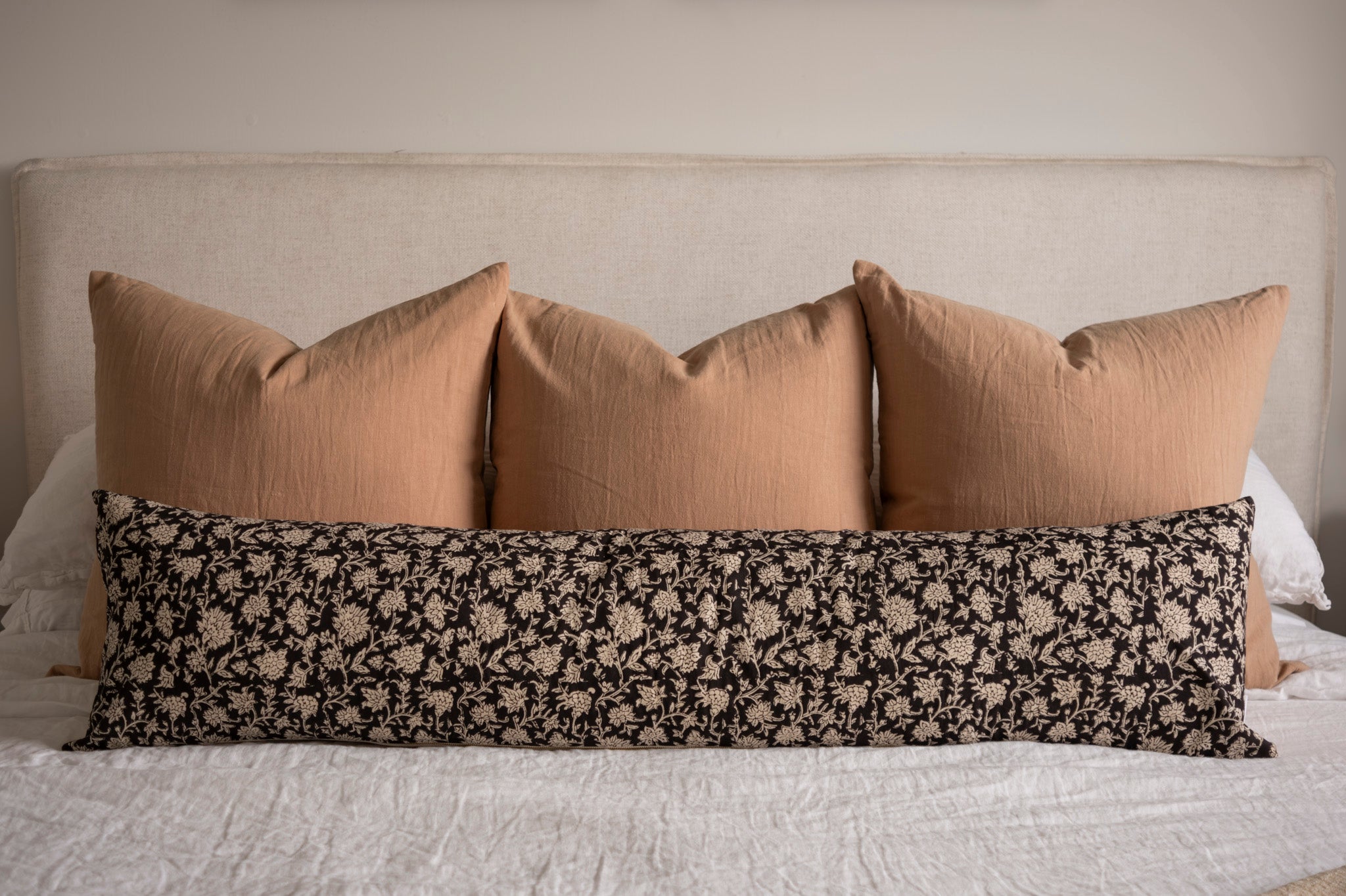 Mica Long Lumbar Pillow Cover 1 - PILLOWS - block print - neutral Rug & Weave Pillows