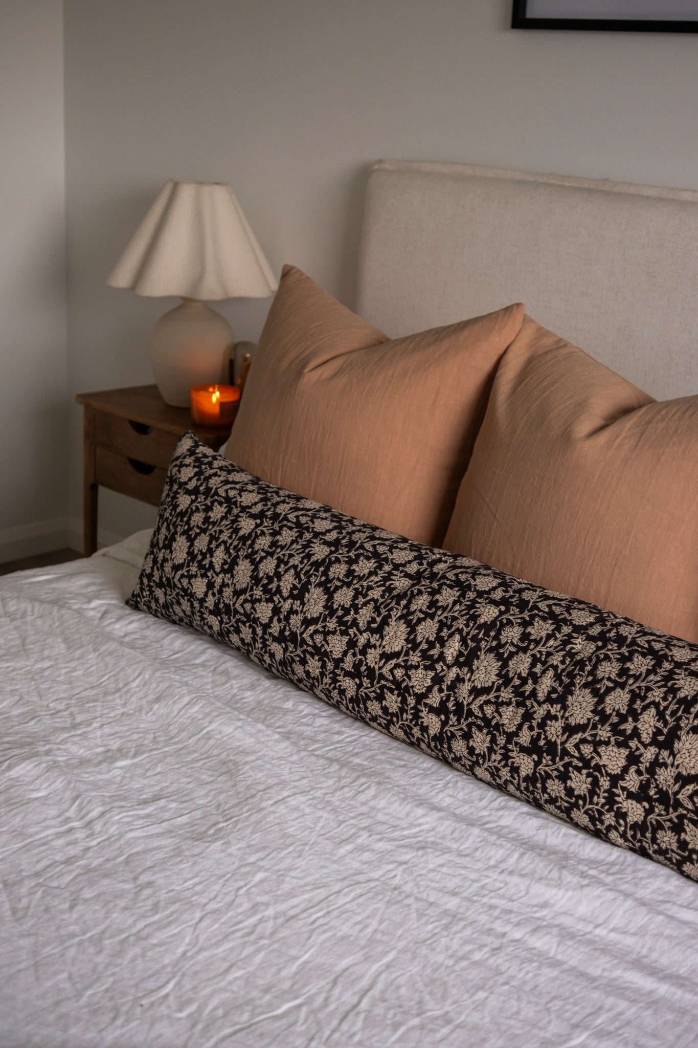 Mica Long Lumbar Pillow Cover 1 - PILLOWS - block print - neutral Rug & Weave Pillows