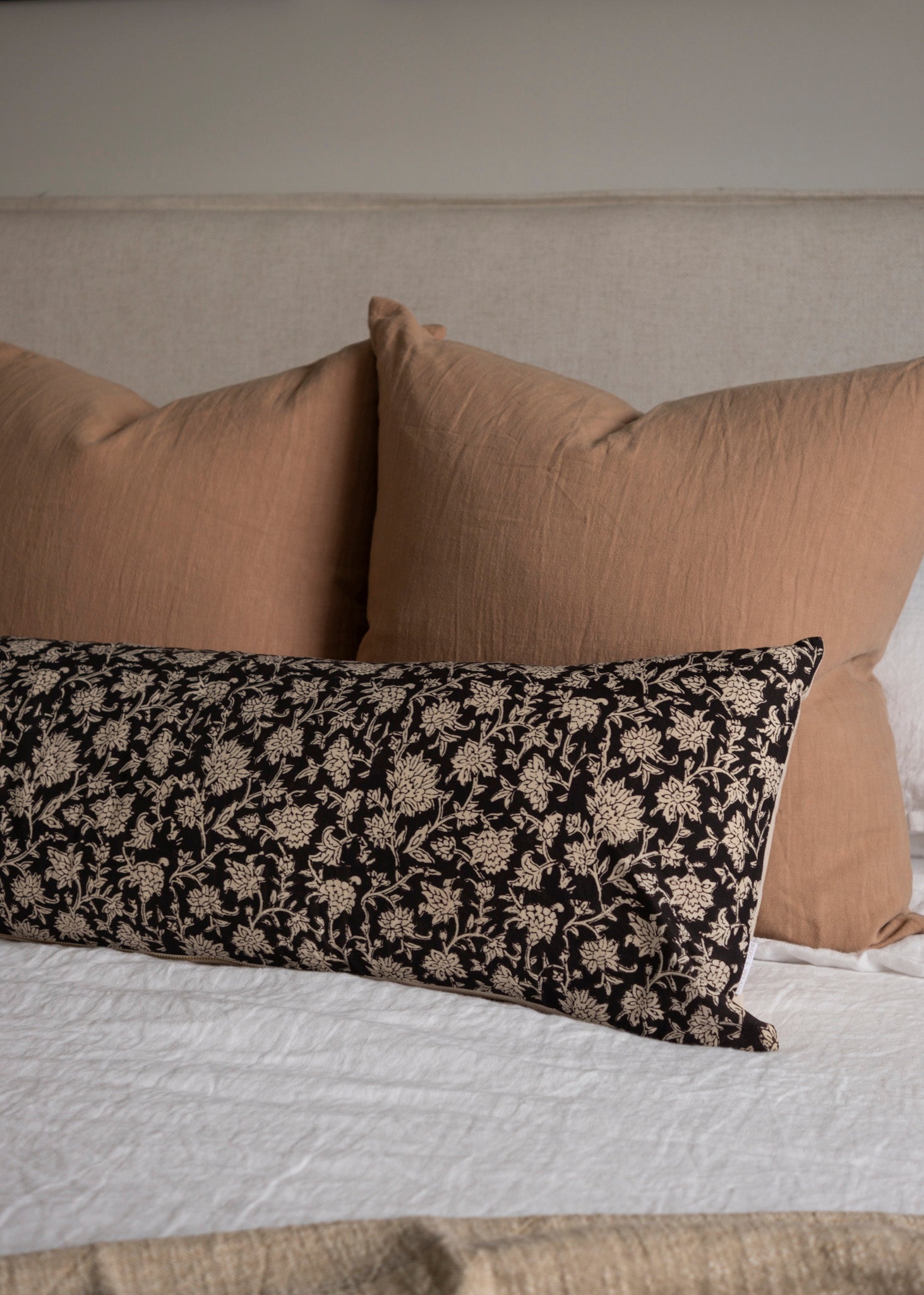 Mica Long Lumbar Pillow Cover 1 - PILLOWS - block print - neutral Rug & Weave Pillows