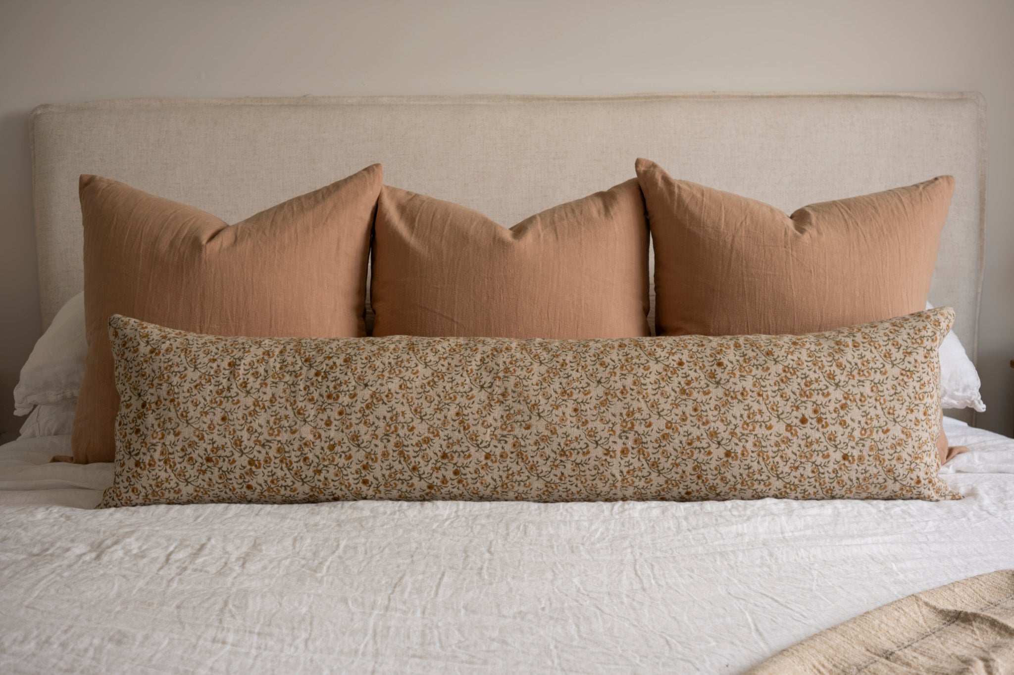 Tillie Long Lumbar Pillow Cover 1 - PILLOWS - block print - neutral Rug & Weave Pillows