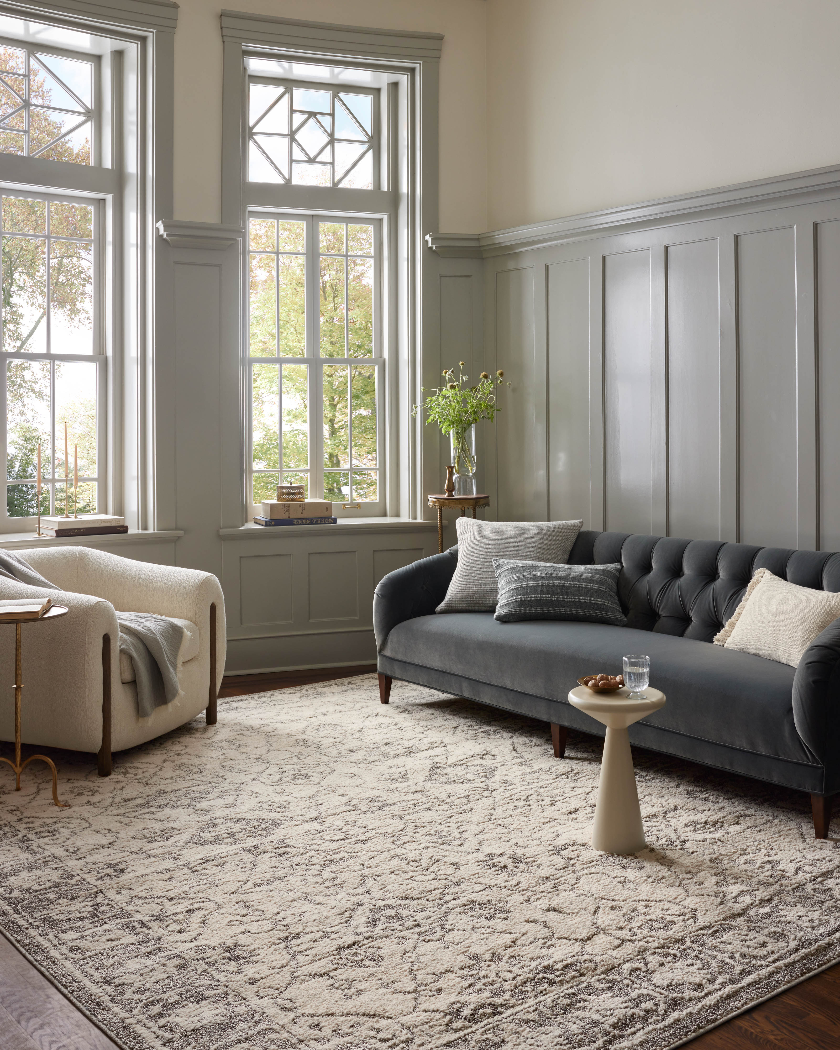 Magnolia Home by Joanna Gaines x Loloi Gigi Ivory / Stone Rug 0-RUGS-patterned Loloi