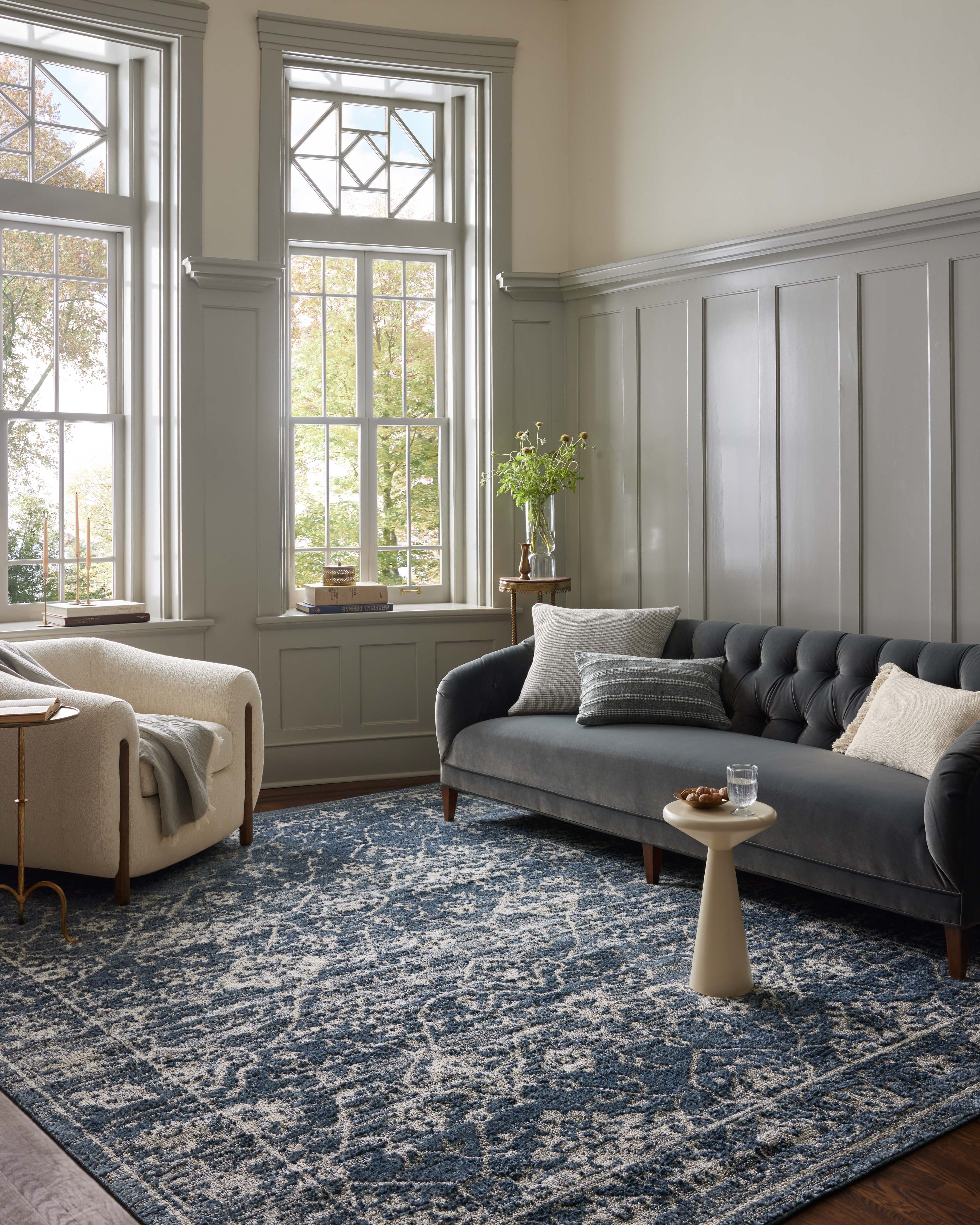 Magnolia Home by Joanna Gaines x Loloi Gigi Navy / Stone Rug 0-RUGS-patterned Loloi