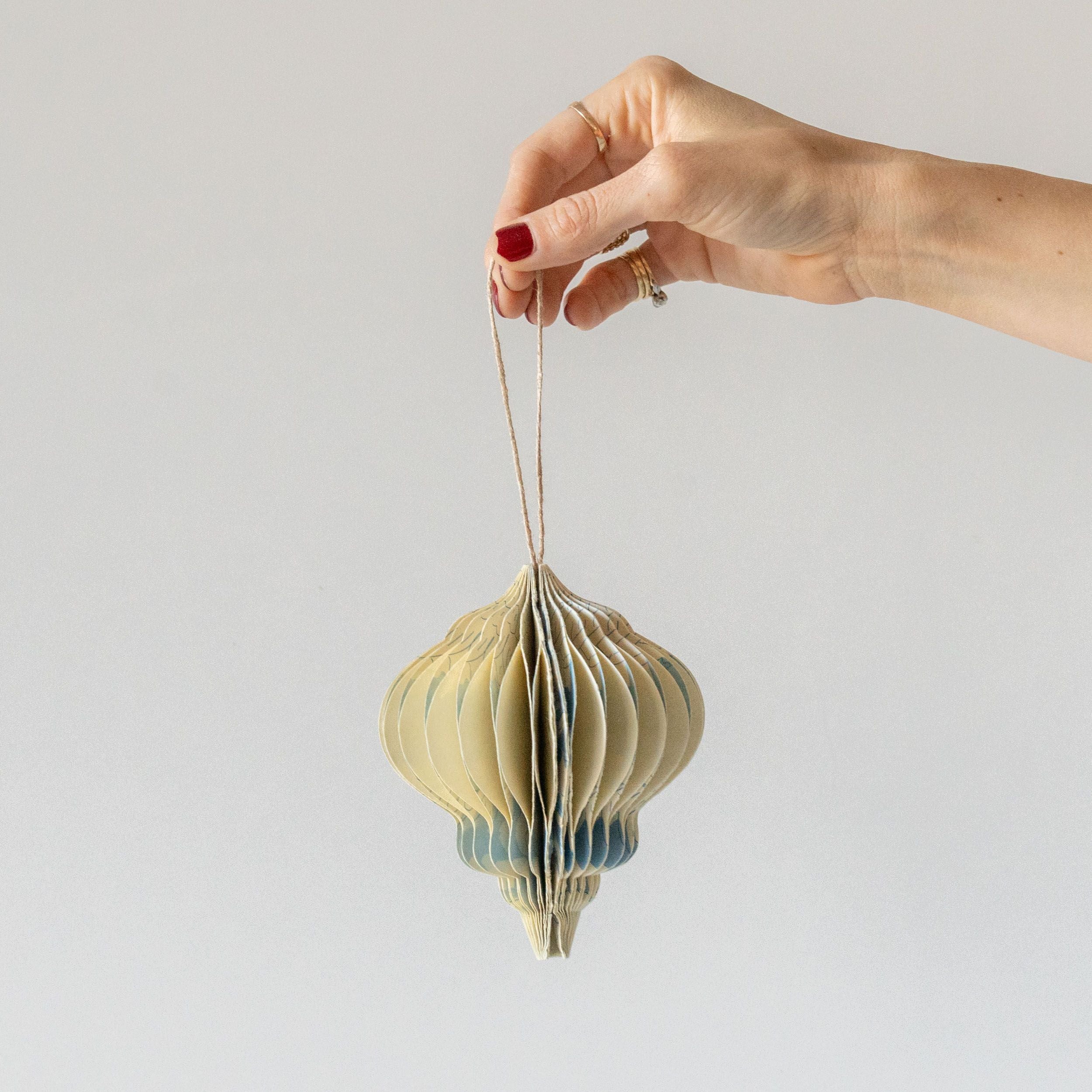Recycled Paper Honeycomb Finial Ornament CHRISTMAS 2024 Creative Co-op (DYA)