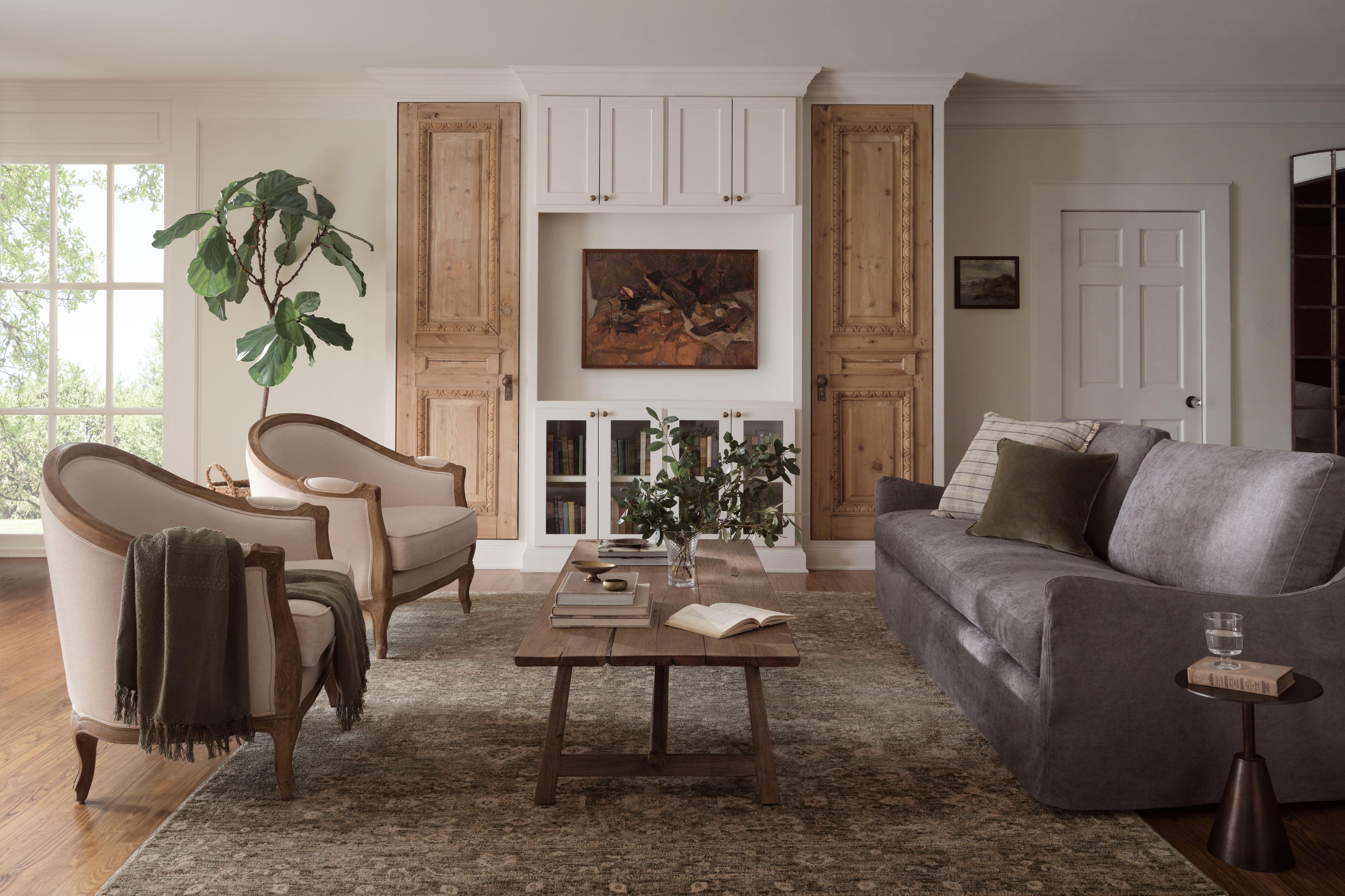 OVERSTOCK RUG - Magnolia Home by Joanna Gaines x Loloi Junie Lagoon / Natural Rug - 5'3" x 5'3" Round IN STORE - Sale Rugs Loloi