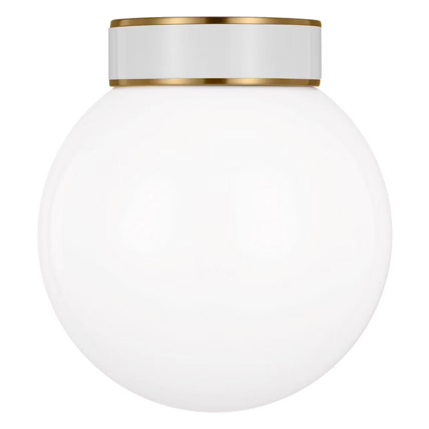 Monroe Semi Flush Mount LIGHTING - ceiling fixture Visual Comfort Brass/White