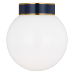 Monroe Semi Flush Mount LIGHTING - ceiling fixture Visual Comfort Brass/Navy