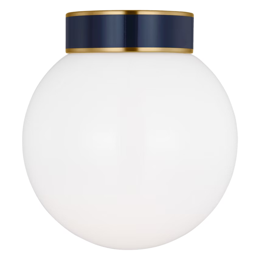 Monroe Semi Flush Mount LIGHTING - ceiling fixture Visual Comfort Brass/Navy