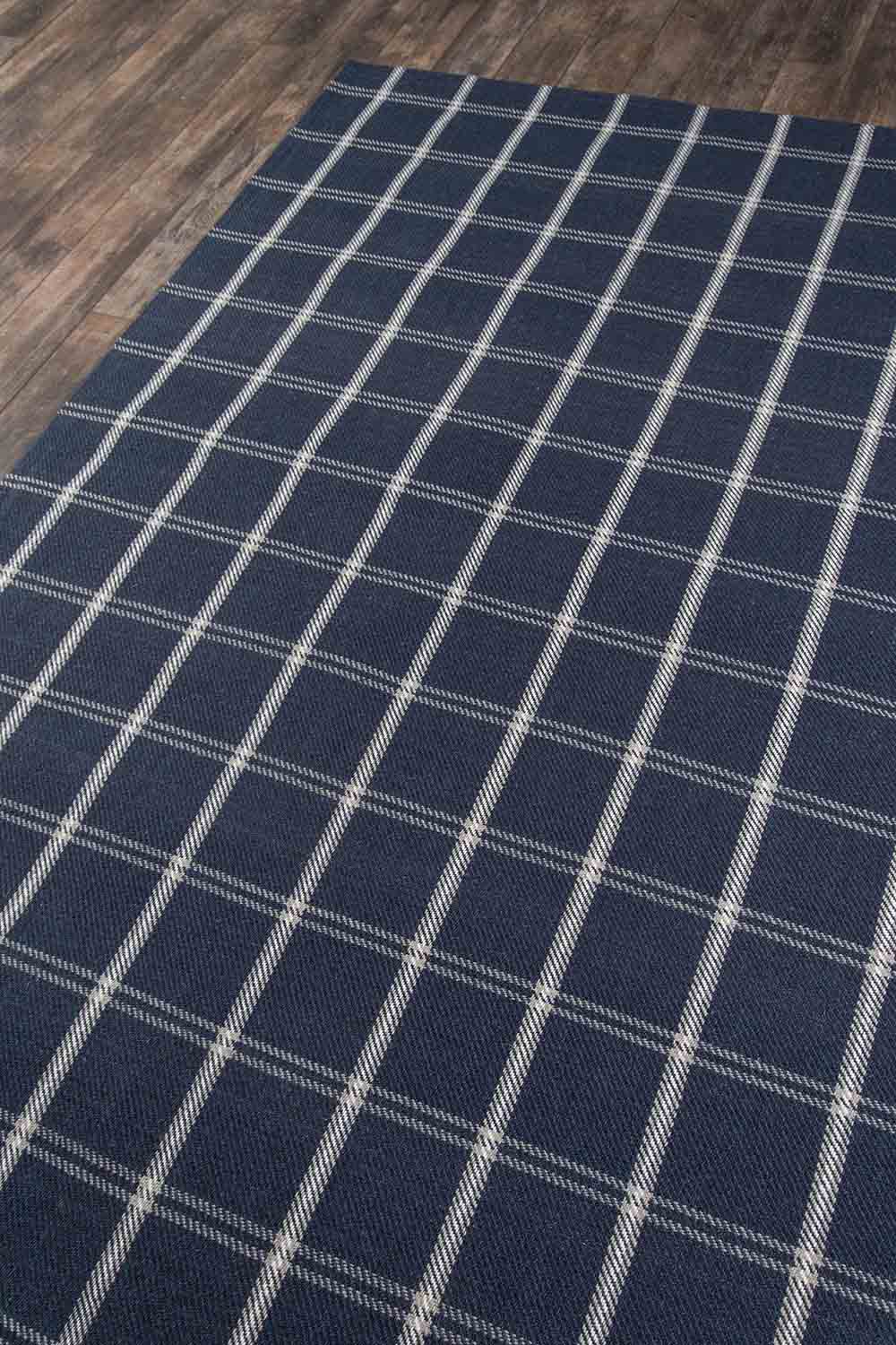 Marlby Plaid Navy Rug 0-rugs-wool Momeni