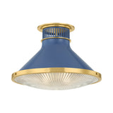 Highclere Flush Mount LIGHTING - Flush Mount Hudson Valley Lighting Aged Brass/soft French Blue Medium