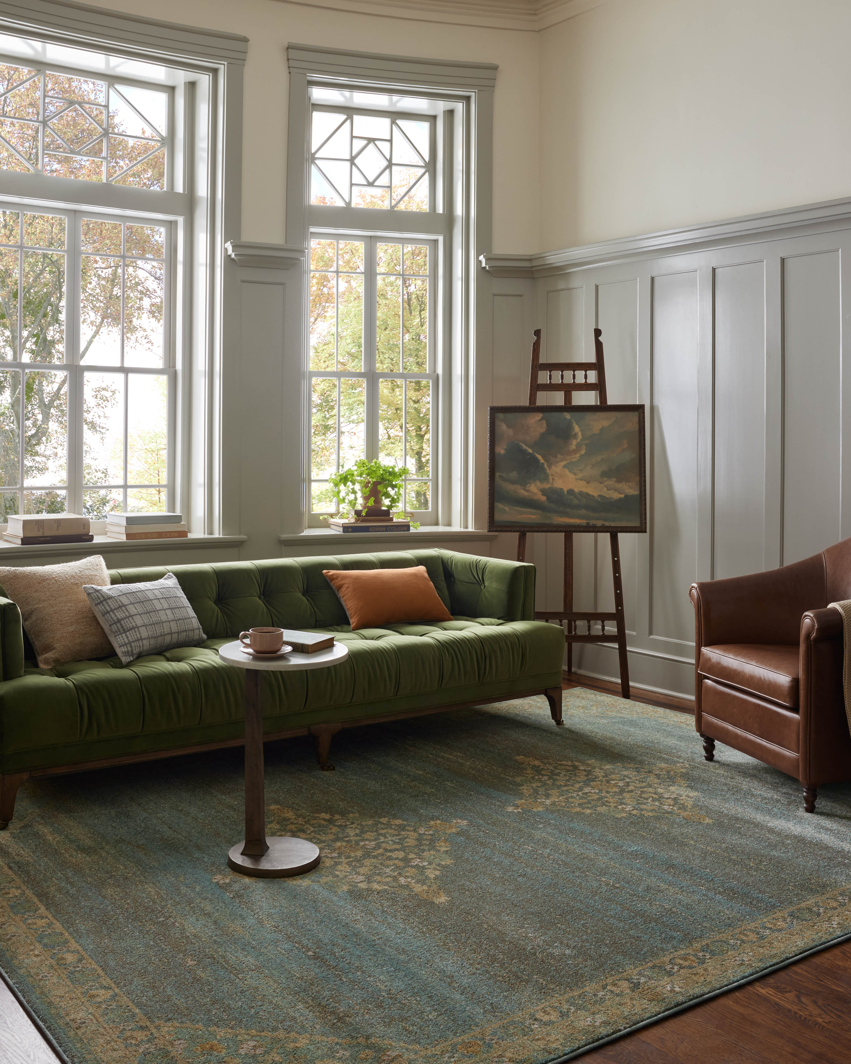 Magnolia Home by Joanna Gaines x Loloi Mona Aqua / Wheat Rug 0-RUGS-jute Loloi