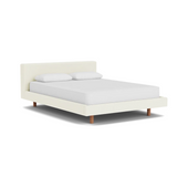 Custom Fabric Bento Queen Bed - Walnut Leg 1 - d - FURNITURE - Custom Beds EQ3 Maria Cream
