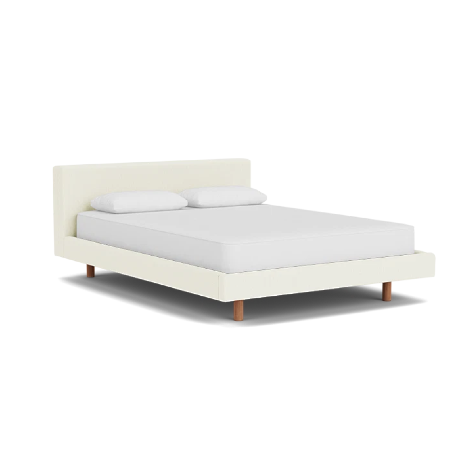 Custom Fabric Bento Queen Bed - Walnut Leg 1 - d - FURNITURE - Custom Beds EQ3 Maria Cream