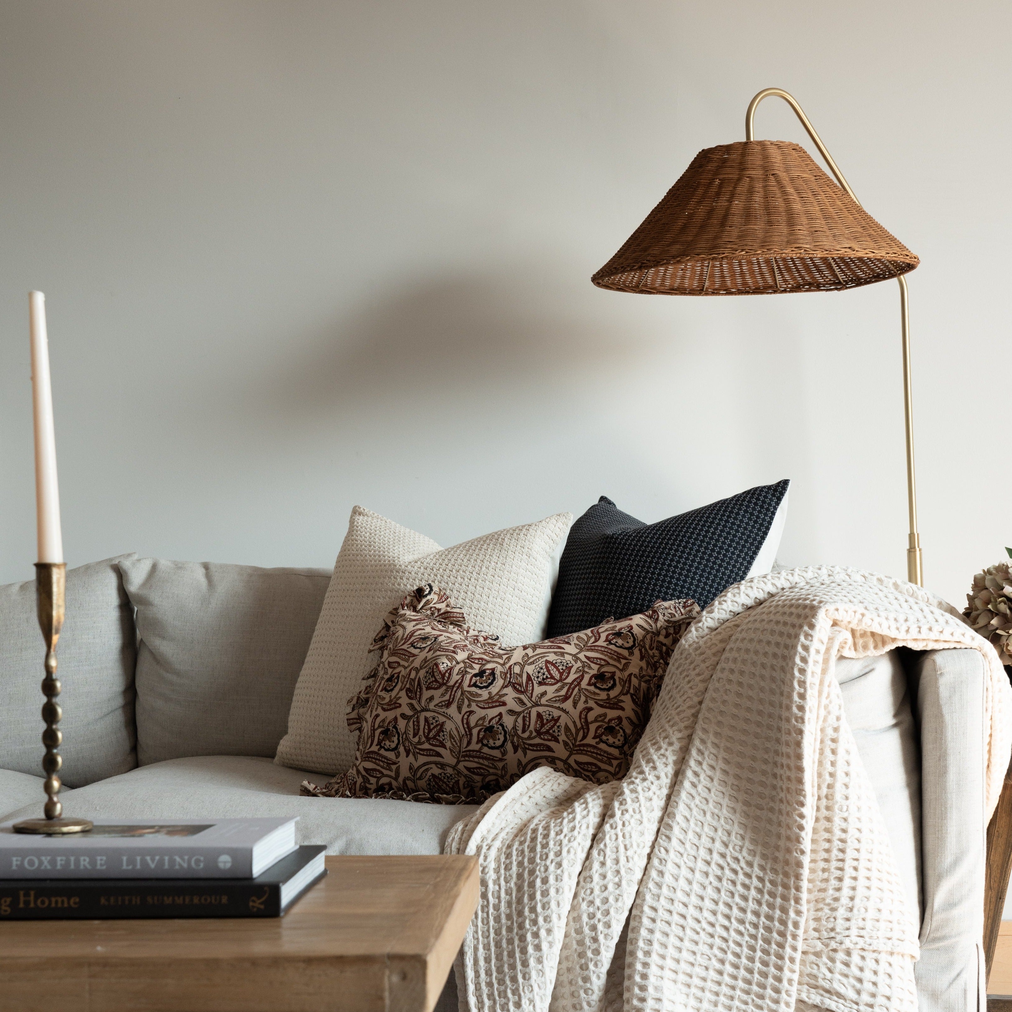 Mairi Block Print Ruffle Pillow Cover 1 - PILLOWS - block print - neutral Rug & Weave Pillows