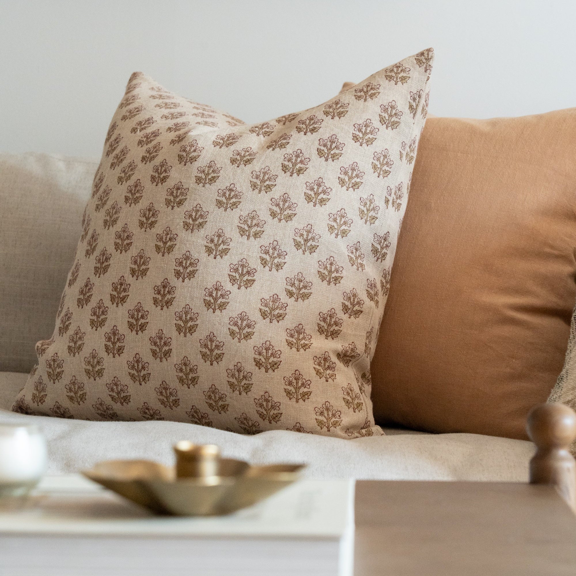 Sadie Block Print Pillow Cover 1 - PILLOWS - Block print - neutral ORNA HOUSE