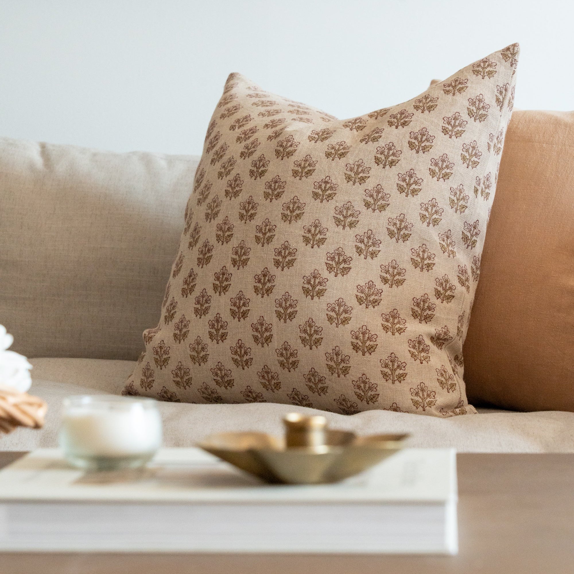 Sadie Block Print Pillow Cover 1 - PILLOWS - Block print - neutral ORNA HOUSE