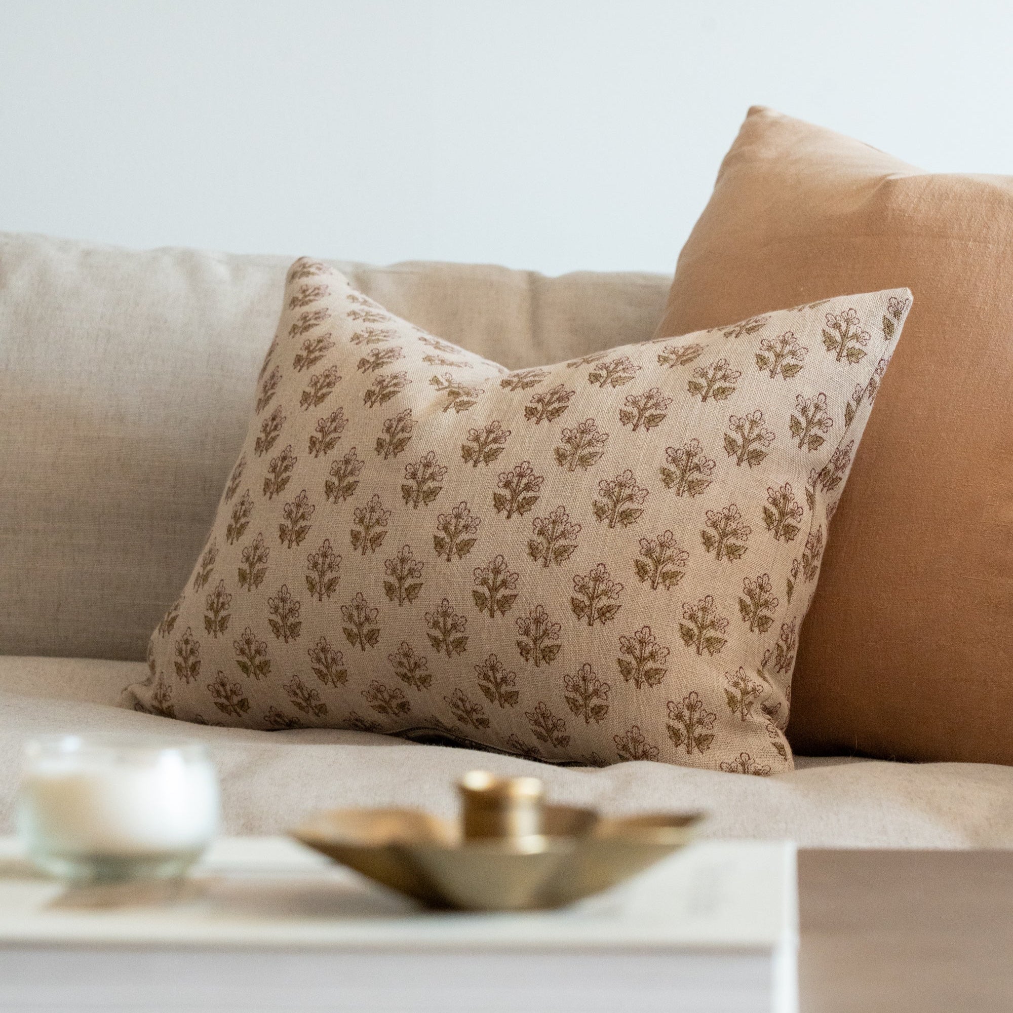 Sadie Block Print Pillow Cover 1 - PILLOWS - Block print - neutral ORNA HOUSE