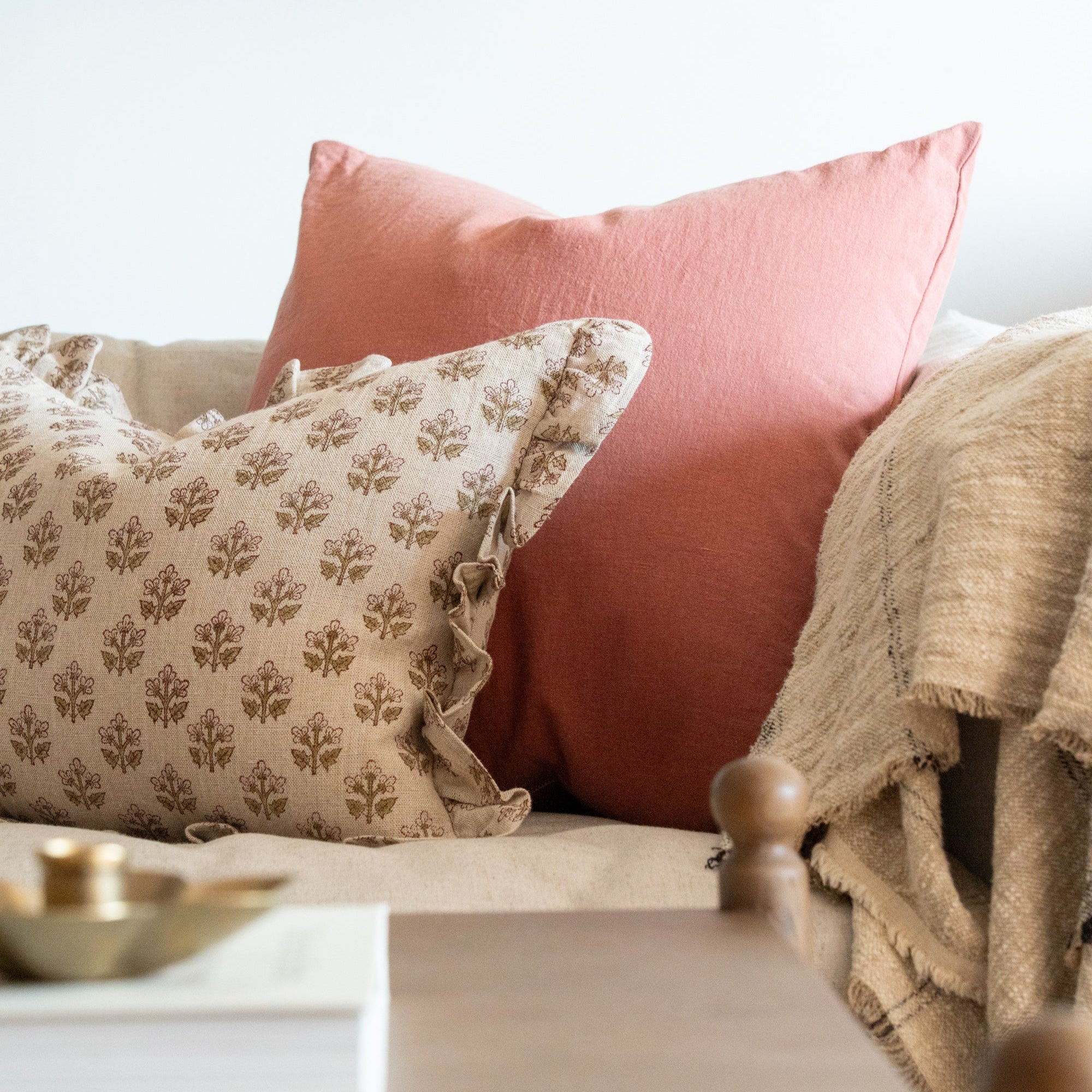 Rosewood Linen Pillow Cover 2 - PILLOWS - Linen - warm Rug & Weave Pillows