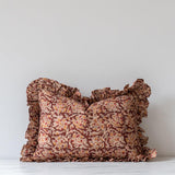 Sienna Block Print Ruffle Pillow Cover 2 - PILLOWS - block print - warm Rug & Weave Pillows