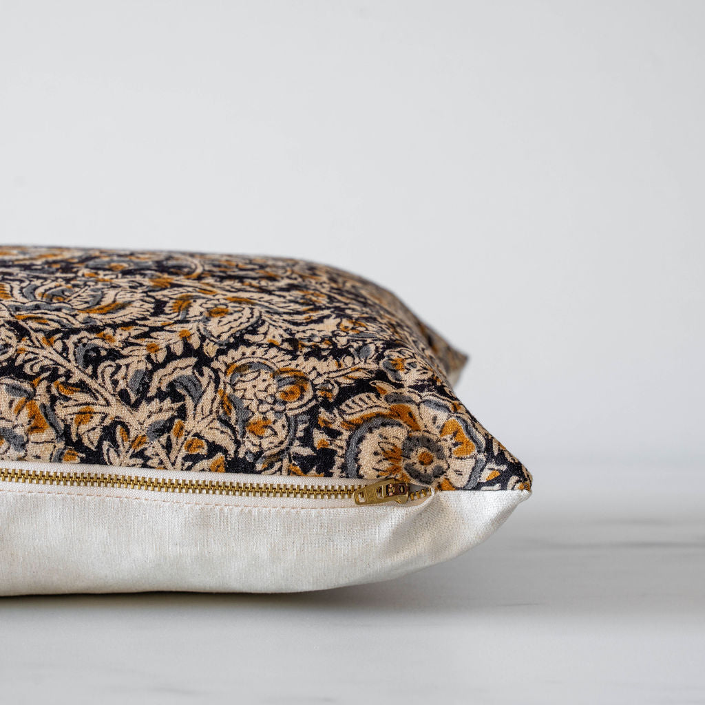 Aja Long Lumbar Pillow Cover 1 - PILLOWS - block print - neutral Rug & Weave Pillows