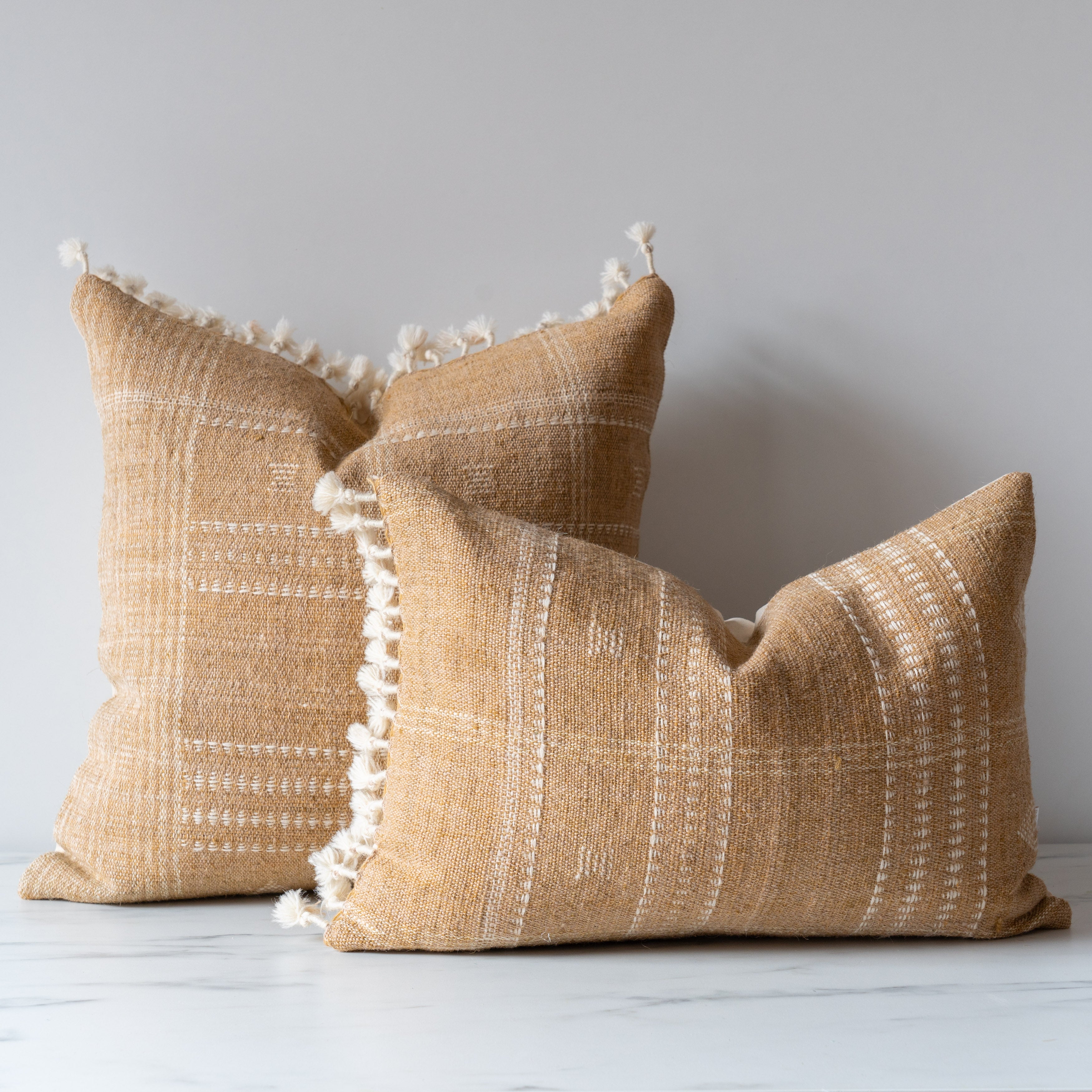 Fawn Bhujodi Fringe Pillow Cover 1 - PILLOWS - Bhujodi - neutral Rug & Weave Pillows