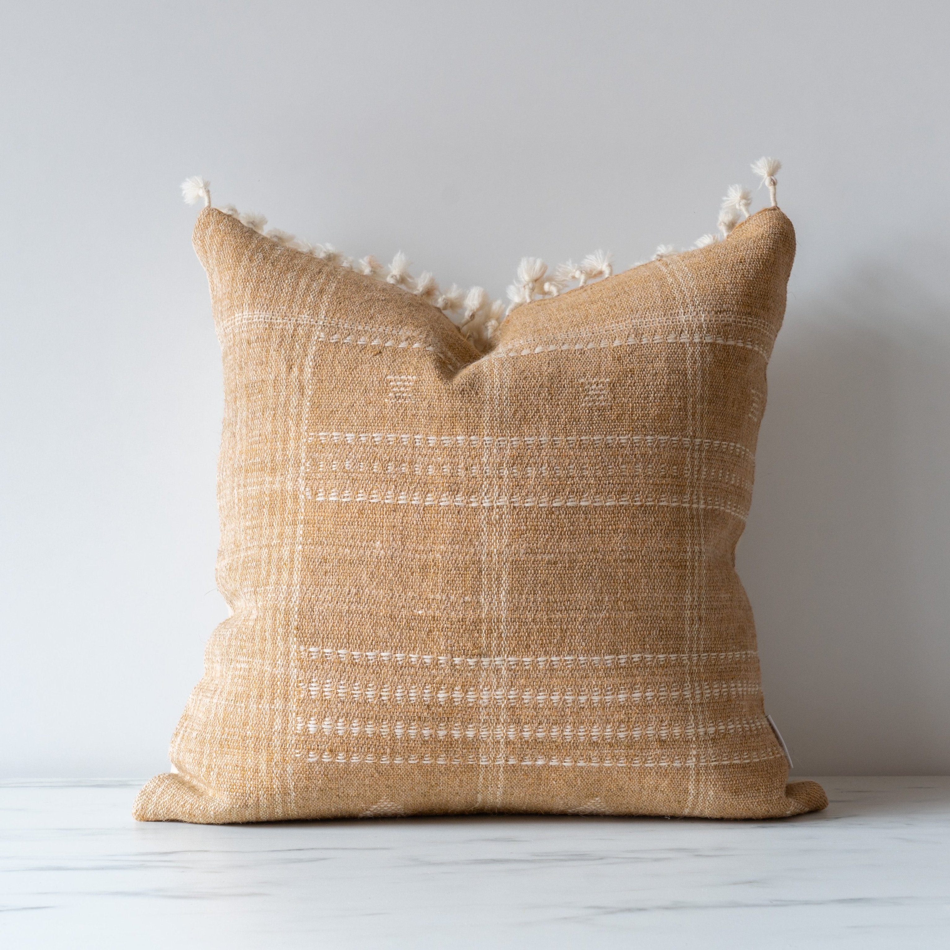Fawn Bhujodi Fringe Pillow Cover 1 - PILLOWS - Bhujodi - neutral Rug & Weave Pillows