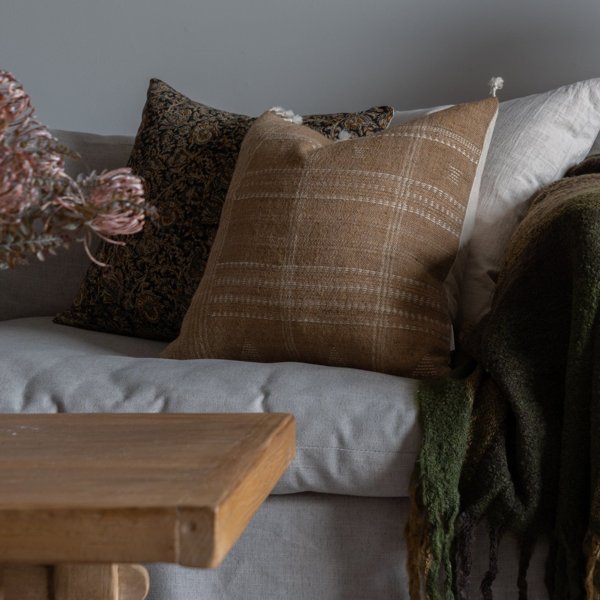 Fawn Bhujodi Fringe Pillow Cover 1 - PILLOWS - Bhujodi - neutral Rug & Weave Pillows