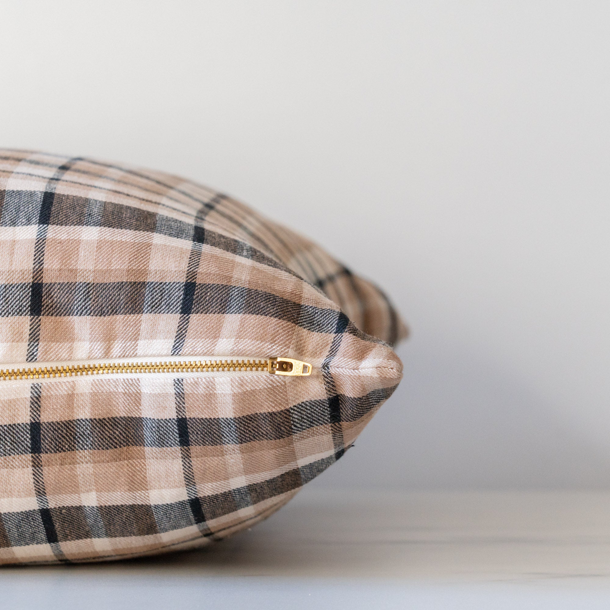 Austin Plaid Pillow Cover 1 - PILLOWS - linen - neutral Rug & Weave Pillows